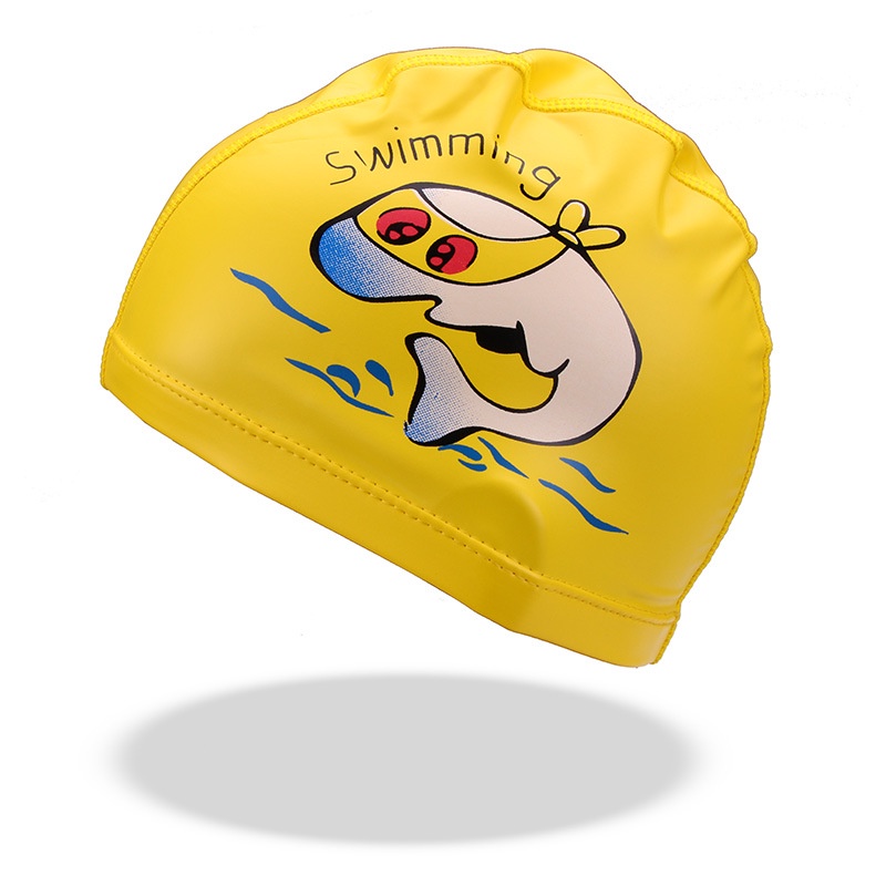 Mũ Bơi Da PU Bảo Vệ Tai Chống Thấm Nước Họa Tiết Hoạt Hình Dễ Thương Cho Bé