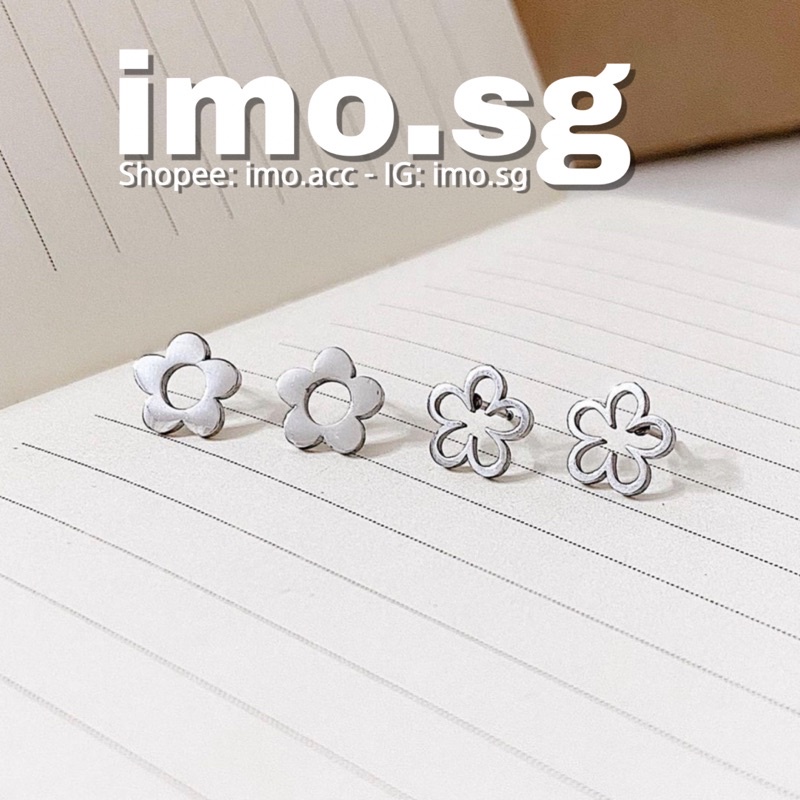 Bông tai thép không gỉ bông hoa daisy tròn 5 cánh basic - Hàn Quốc style - ulzzang style