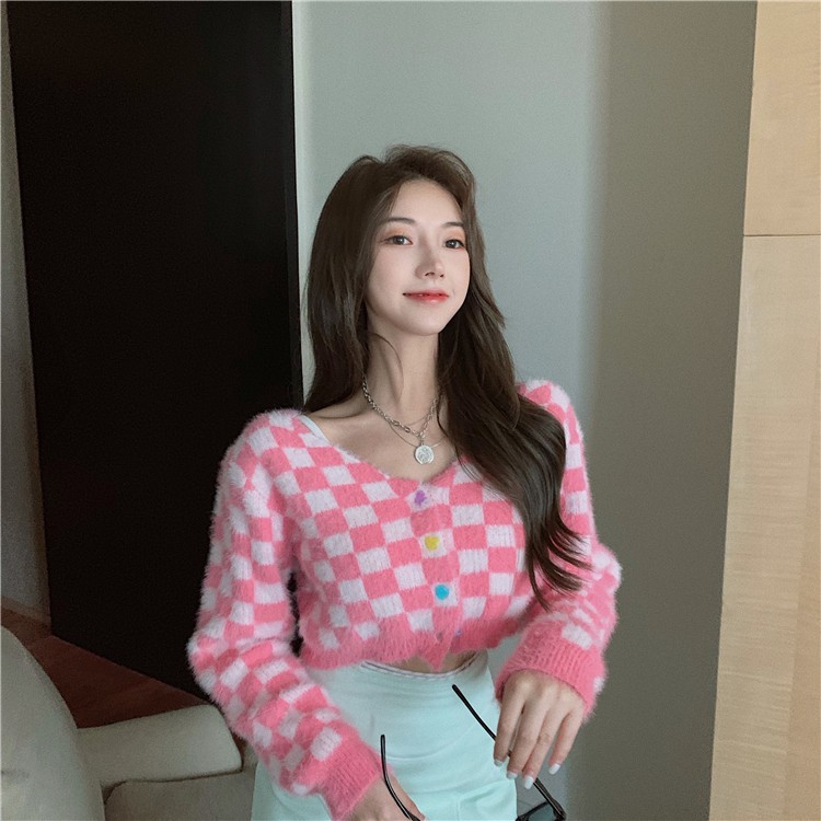 Áo Khoác Cardigan Sọc Ca Rô Thời Trang Xinh Xắn Cho Nữ | BigBuy360 - bigbuy360.vn