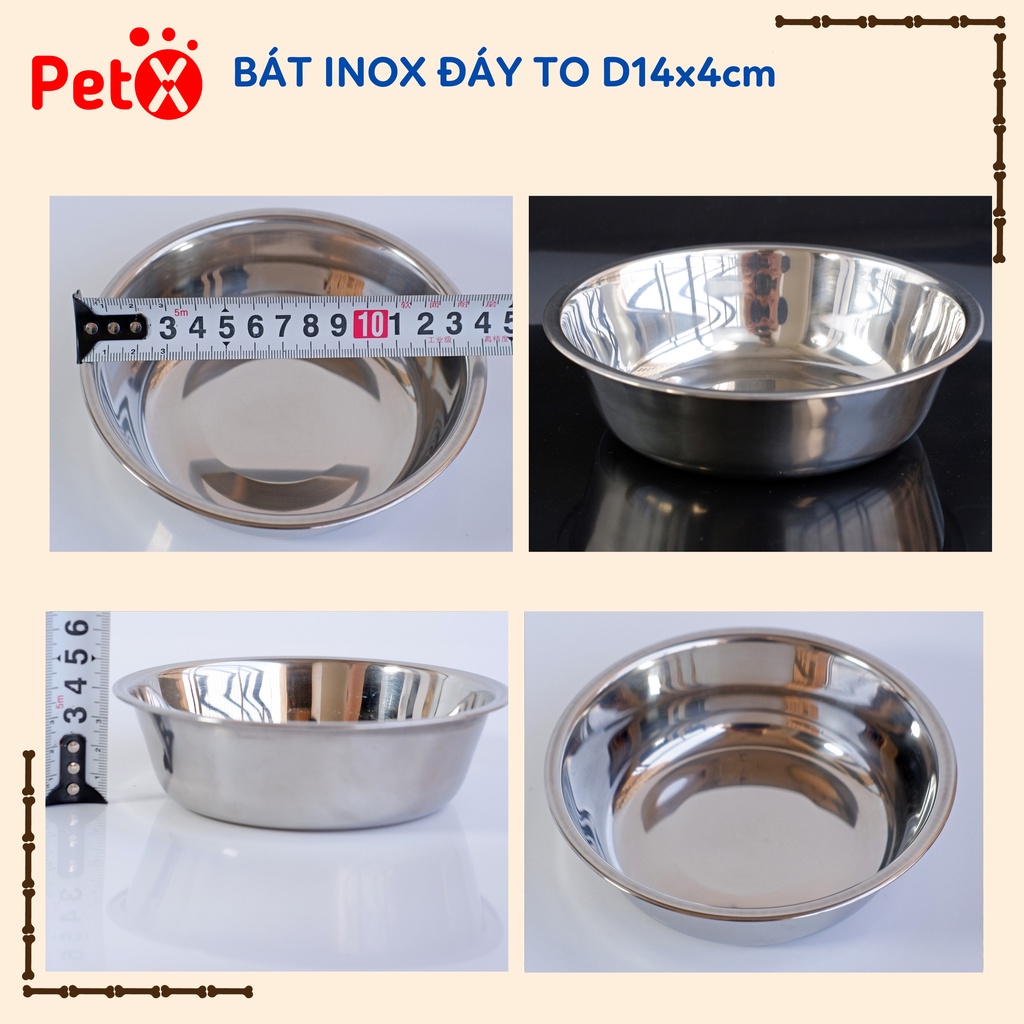 Bát ăn cho chó mèo, thú cưng, bát inox D14cm