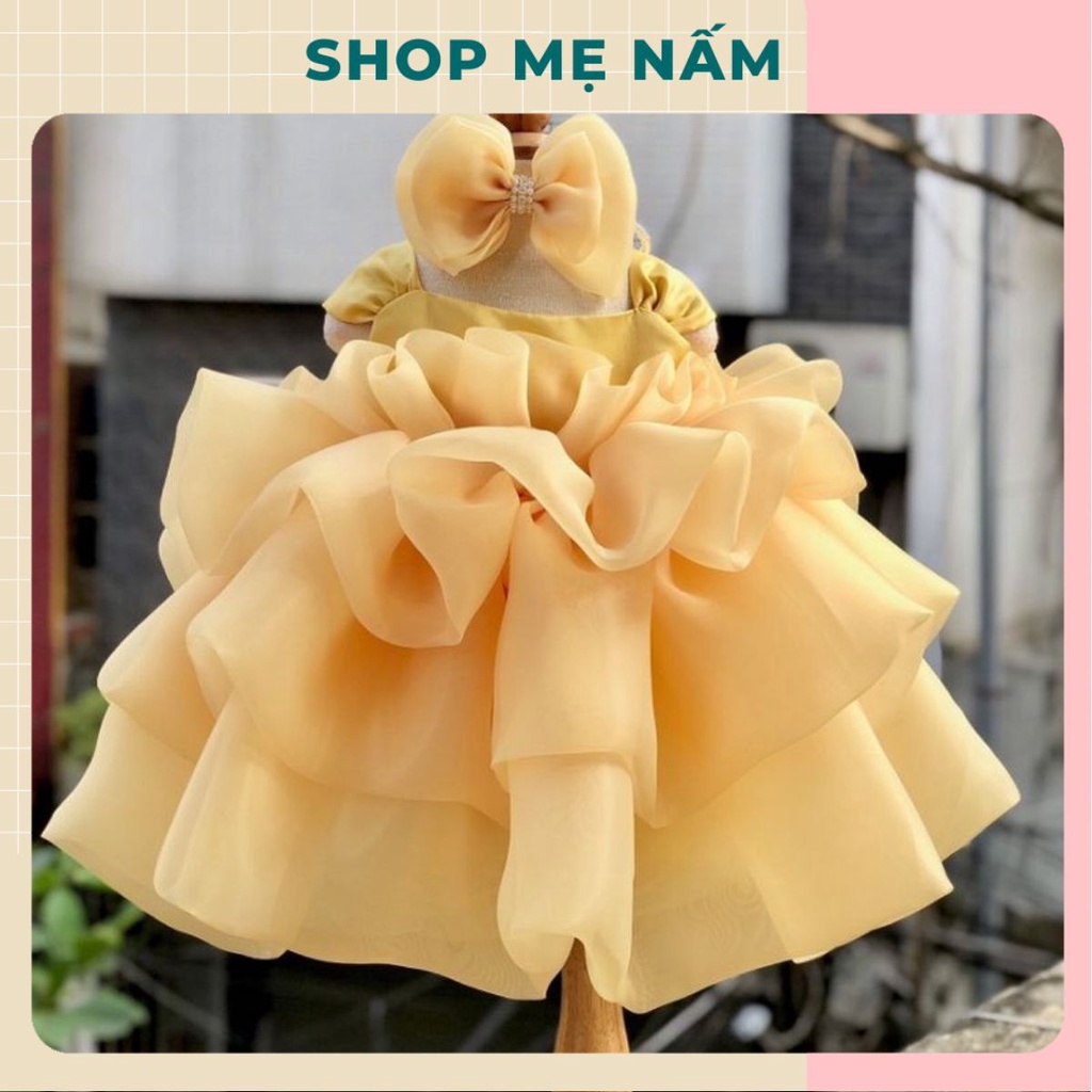 Đầm bé gái dáng xòe phồng công chúa xếp ly 3 tầng voan tơ mềm mại - Shop Mẹ Nấm