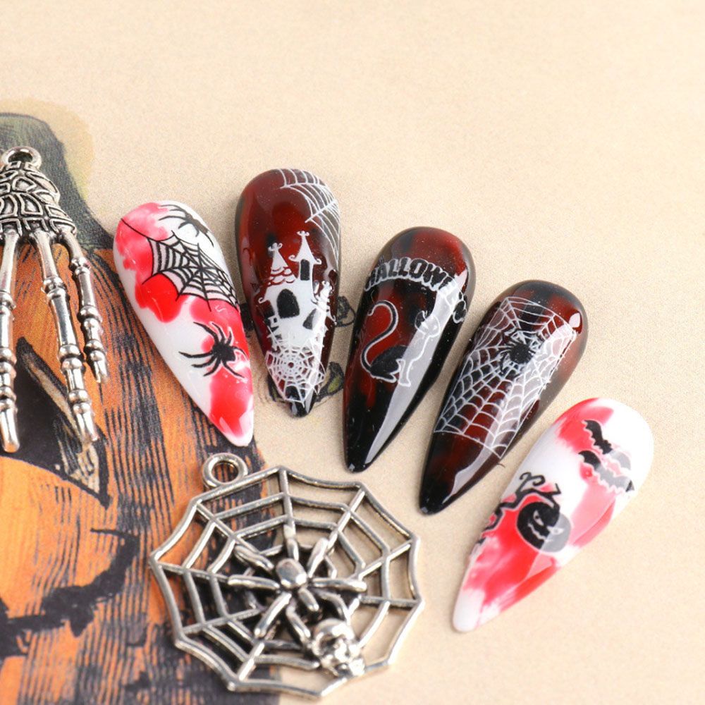 Miếng Dán Trang Trí Móng Tay Nghệ Thuật 3D Dạ Quang Hình Bí Ngô Halloween