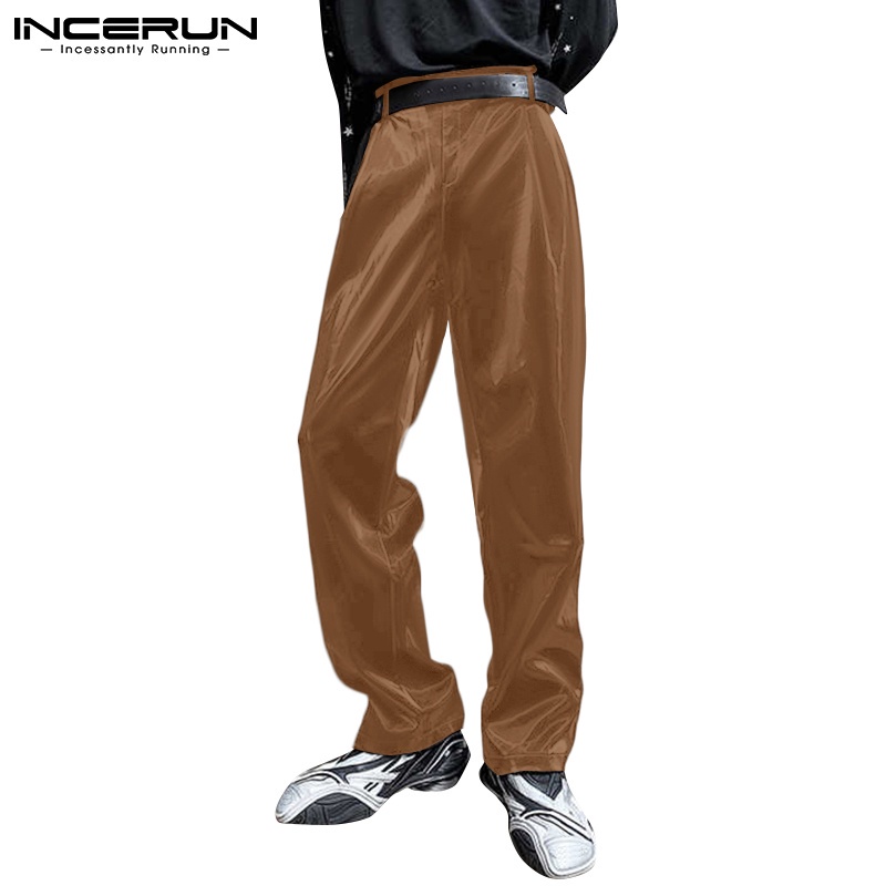 Quần dài INCERUN ống suông rộng phong cách Hàn Quốc dành cho nam