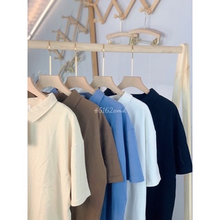 (Ảnh thật) Áo pull trơn chất thô mặt tuyết tay lỡ cổ polo basic