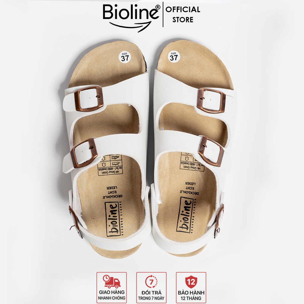Sandals birken da PU cao cấp quai ngang sandals đế trấu thời trang unisex chính hãng Bioline