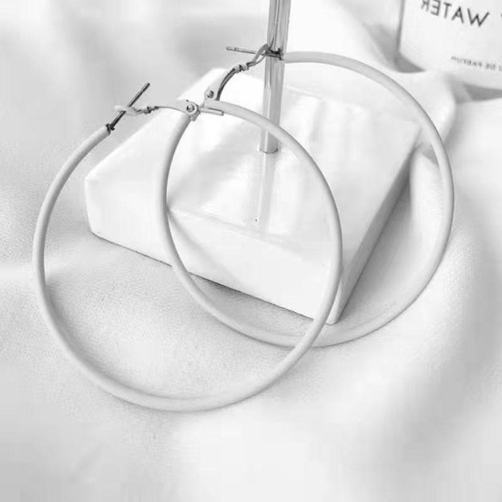 DARON Khuyên Tai Tròn Đường Kính 6CM Màu Sắc Kẹo Ngọt Phong Cách Cổ Điển Dành Cho