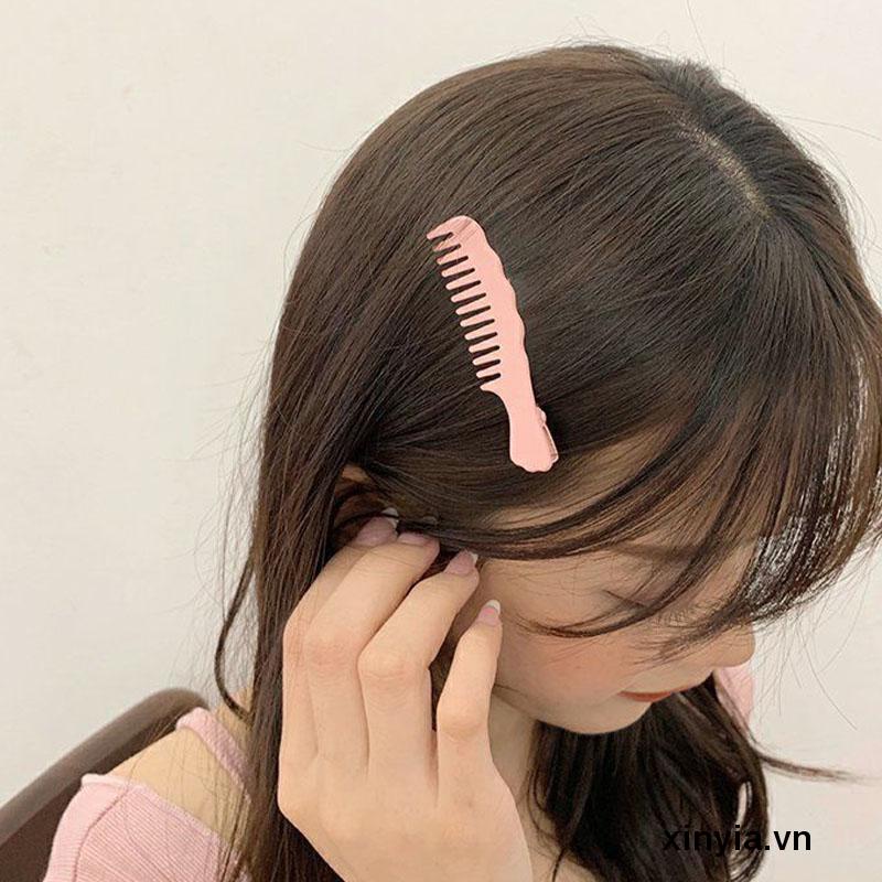 Kẹp tóc hình chiếc lược màu sắc ngọt ngào dễ thương phong cách Hàn Quốc dành cho nữ