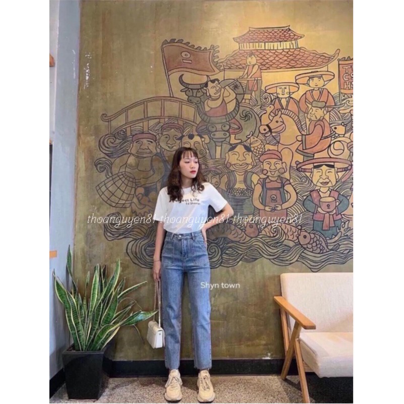Quần jeans ống rộng, quần jean bò nữ ống đứng túi nhọn chất vải co dãn bốn chiều phong cách Hàn Quốc