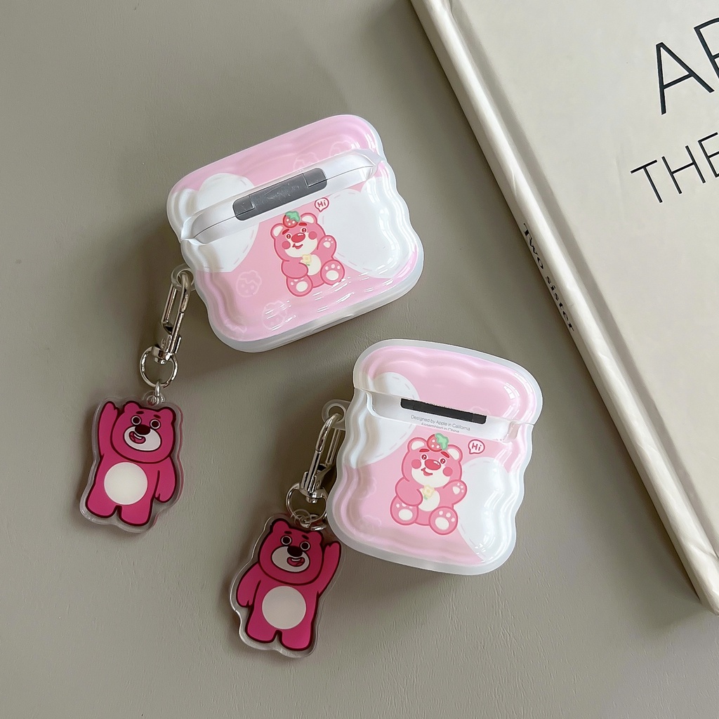 Vỏ Bảo Vệ Hộp Sạc Tai nghe không dây AirPods 1 2 pro gen3 2021 Bằng Silicon TPU Mềm Hình Chú Gấu &amp; Dâu Tằm Dễ Thương