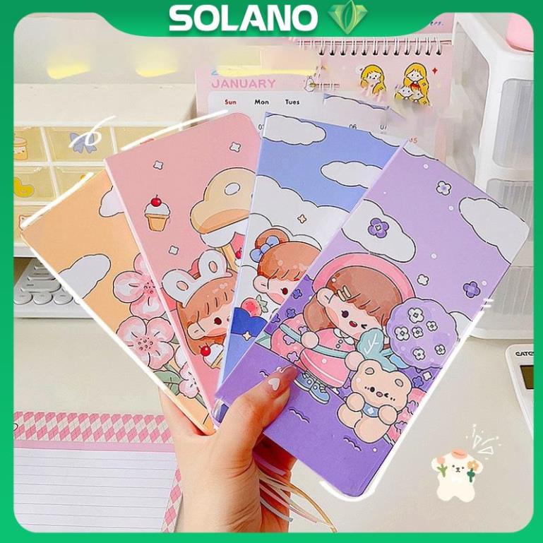 Sổ tay mini SOLANO sổ ghi chép cá nhân hàng ngày kẻ caro 90 trang giấy 80 gsm nhiều màu SN-001422
