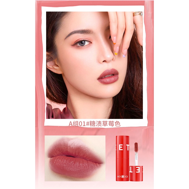 Set 3 Son Môi Mengsiqi Sweet Kiss Soft  Fog Suit Dạng Kem Siêu Lì Làm Phấn Má Hồng Dưỡng Ẩm Không Khô Nội Địa Trung