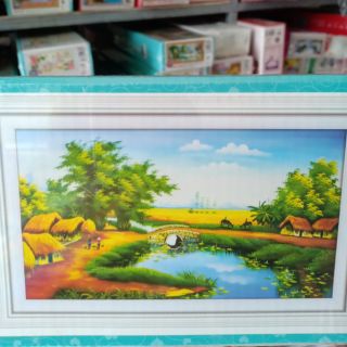 Tranh đính đá phong cảnh hương vị đồng quê kt 100*60cm(hình thật)