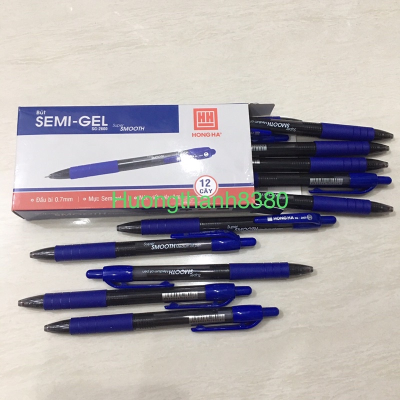 Hộp 12 Bút Semigel Hồng Hà SG2600-07mm Viết Trơn Đều Mực ( 01 Hộp)