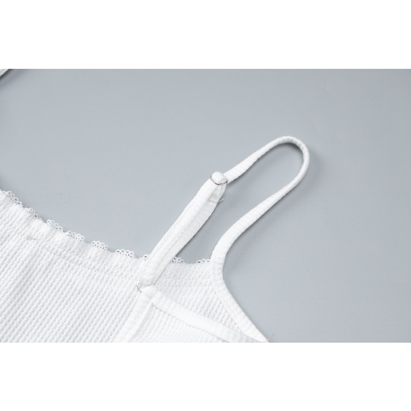 Bộ Áo Liền Quần Hai Dây Phối Ren Hở Lưng Ngọt Ngào Thời Trang Cho Nữ