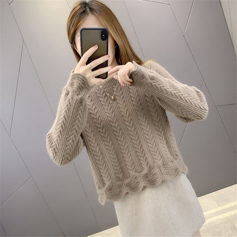 Áo sweater chui đầu dáng rộng cổ tròn dễ phối đồ thời trang Hàn Quốc mùa thu đông mới