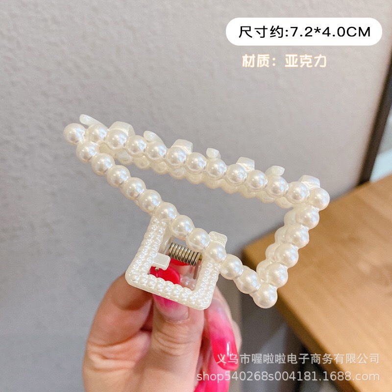 Kẹp tóc càng cua đính ngọc trai kẹp tóc hàn quốc đẹp thiết kế kiểu dáng nhựa nhám có chọn màu