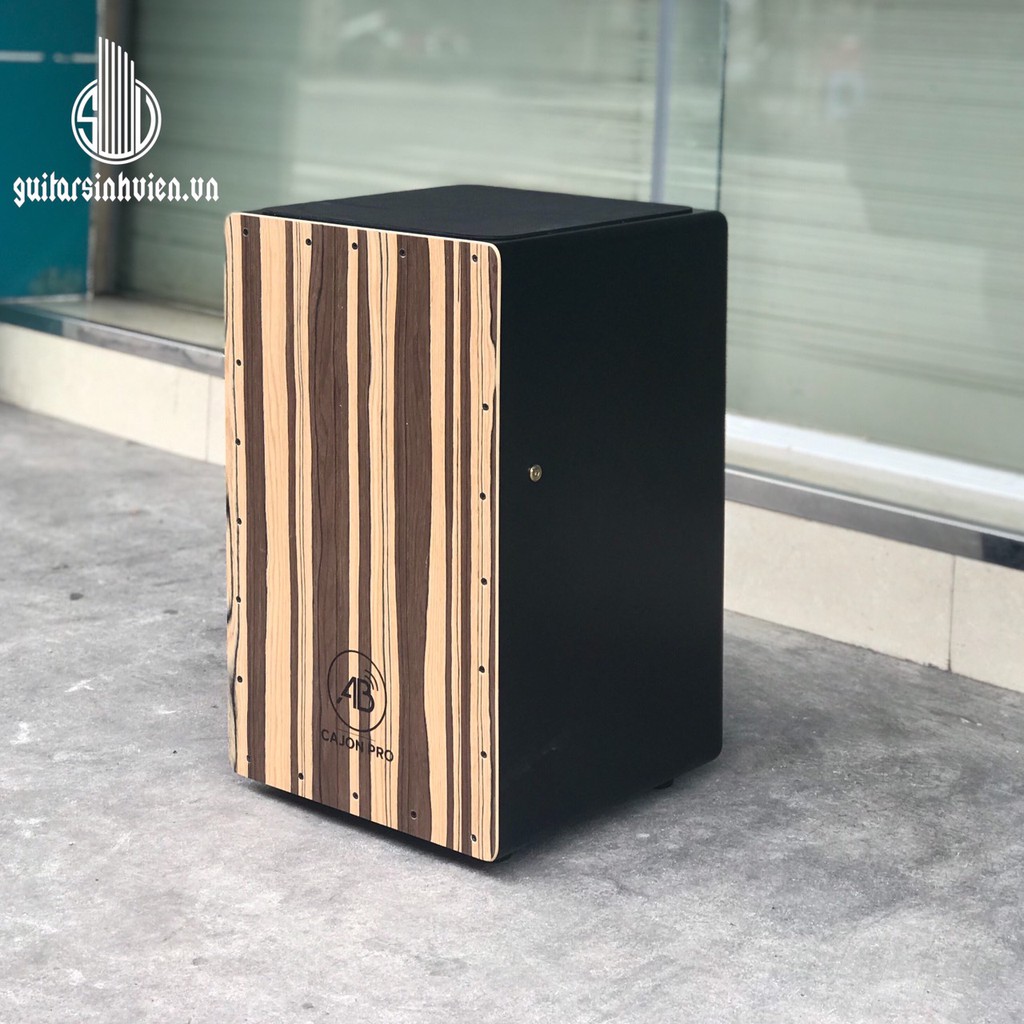 Trống cajon AB tập chơi - Trống nâu sọc - Có miếng lót êm mông - Bảo hành 6 tháng