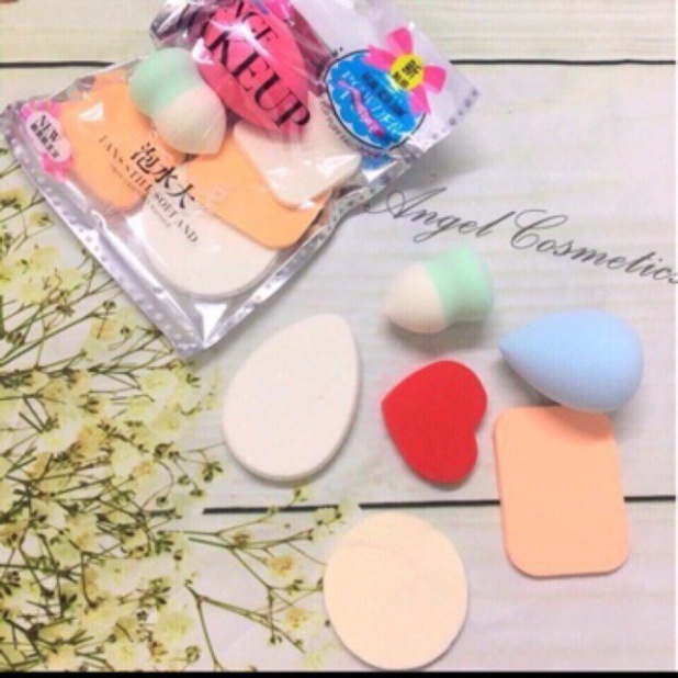 Set 6 Bông Mút Trang Điểm Siêu Cute Đẹp Mịn Đàn Hồi Cực TốtFREESHIPBông Mút Trang Điểm Keli Bịch 6 Miếng
