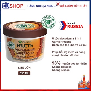 Ủ tóc Macadamia 3in1 dành cho tóc khô và xơ rối Garnier Fructis Smoothing Hair Mask Superfood Macadamia, 390ml