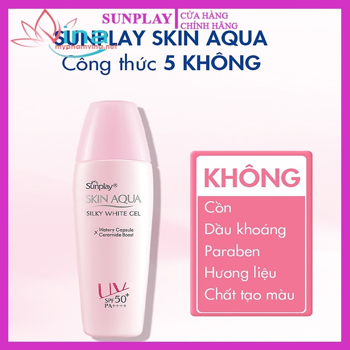 Gel Chống Nắng Dưỡng Da Trắng Mượt Sunplay Skin Aqua Silky White Gel SPF50 30gr