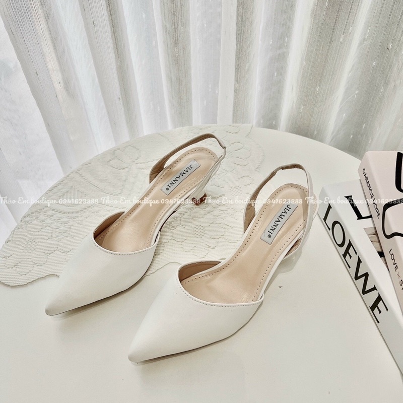 Giày sandal cao gót công sở bít mũi da lì chun sau trơn gót nhọn 5p hàng vnxk cao cấp