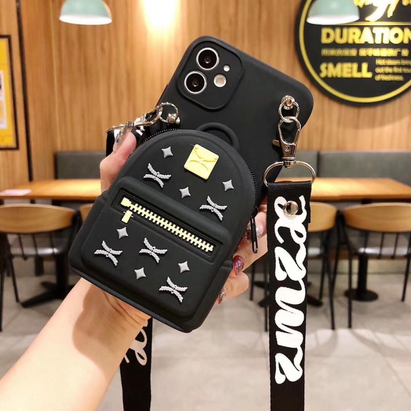 Ốp điện thoại mềm đính ví + dây đeo cho OPPO A53/31/9/5/52/92/12A/3S/5/s/7/37/1K/57 Realme C11/12/15/17/2/3 5/5I 6P/7I