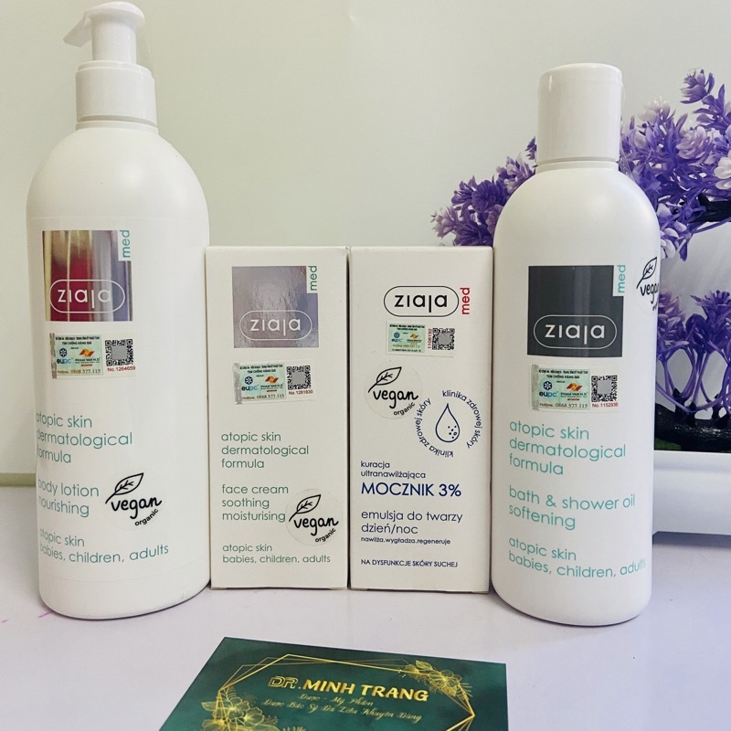 Nhũ Tương Làm Mượt Da Toàn Thân 1% Ure Ziaja Med Atopic Skin Dermatological Formula Body Lotion 400ml