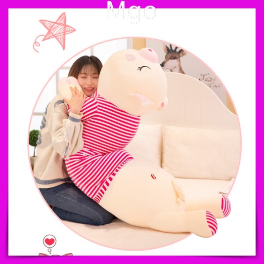 GốI Ôm Heo Gấu Bông Heo Mặc Áo Hồng Thiên Thần Nằm Vải Nỉ Mềm Mịn An Toàn Cho Bé Ôm Chơi Ngủ