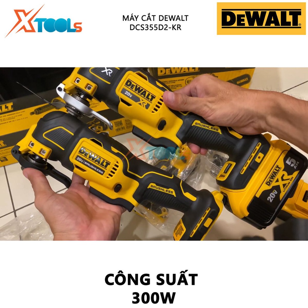 Máy cắt đa năng dùng pin DEWALT DCS355D2-KR Máy cắt rung Công suất300W,Tốc độ không tải22000v/p cắt trên nhiều vật liệu