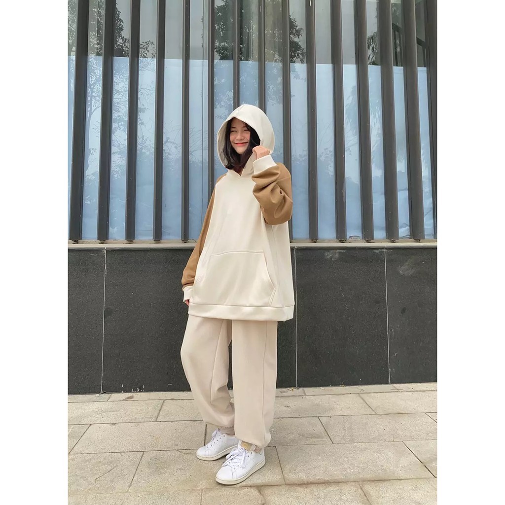 Áo hoodie tay pha màu tfm
