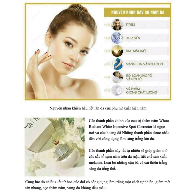 Viên Cao Nám Whoo Radiant White Ultimate Corrector mờ sạm nám tàn nhang cực hiệu quả