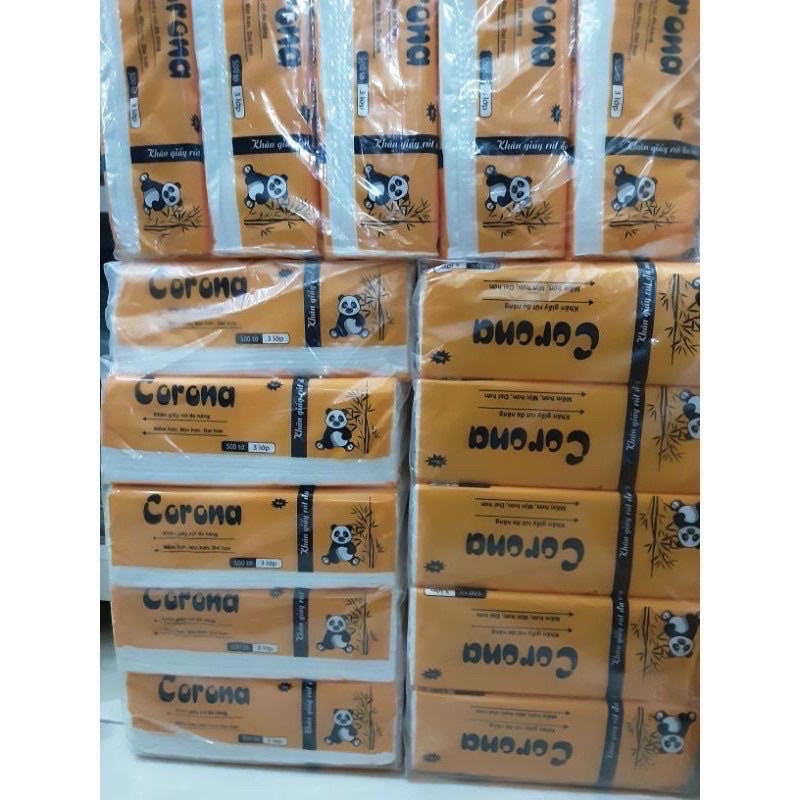 Combo 5 gói khăn rút gấu trúc Corona 500 tờ
