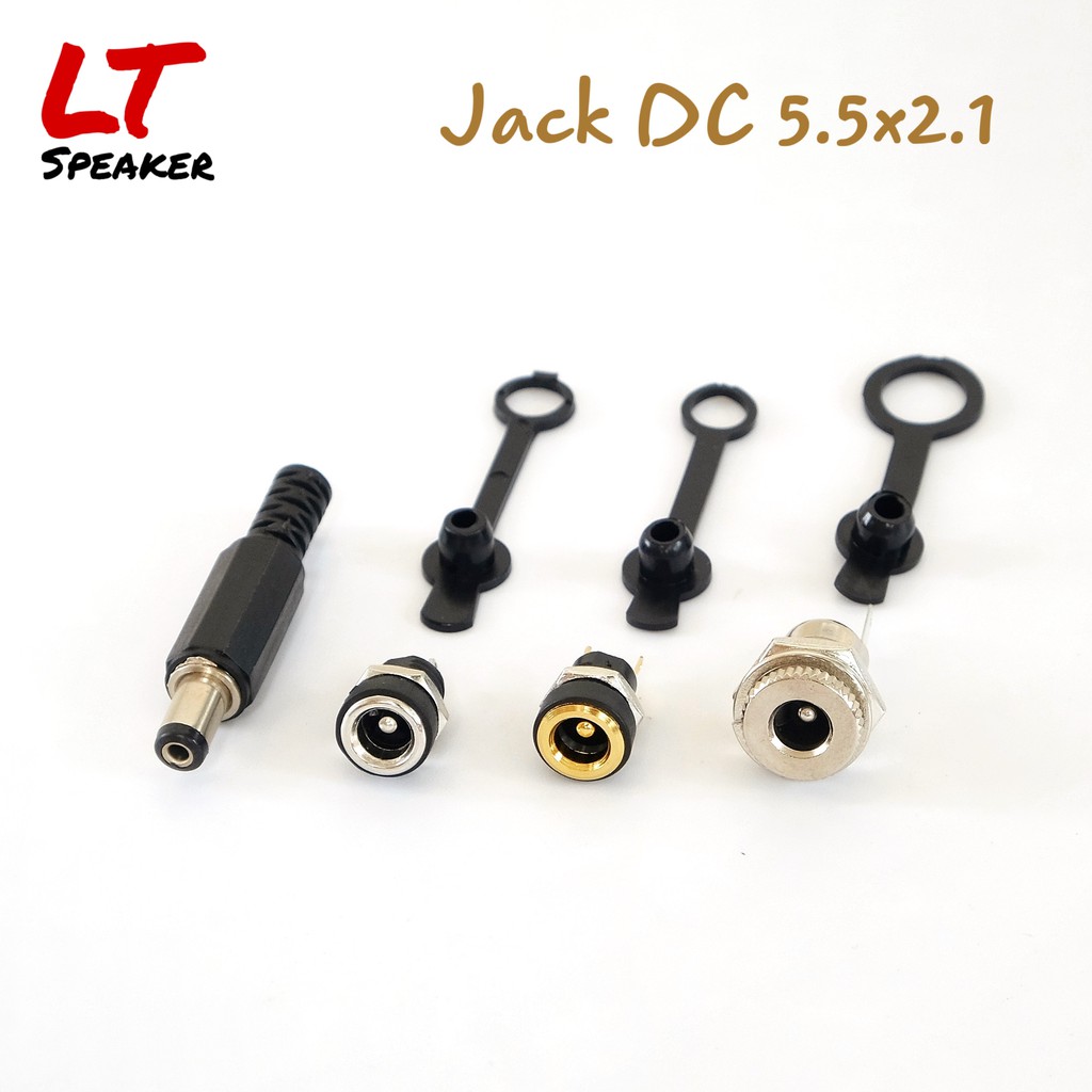 Jack DC 5.5 x 2.1mm Jack cái kim loại, đồng thau, Jack đực nhựa - ron chống nước