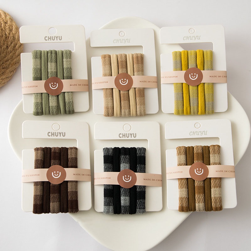 Set 5 cột tóc trơn và caro phong cách cổ điển Hàn Quốc Mua Tất (muatatshop)