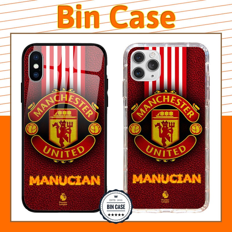 ⚽Ốp lưng in giả da logo MU cực đẹp ⚽dành cho fan MU iphone 13 12 11 Pro Max 6s 6 7 8 Plus X Xr Xs Max BONGDA021