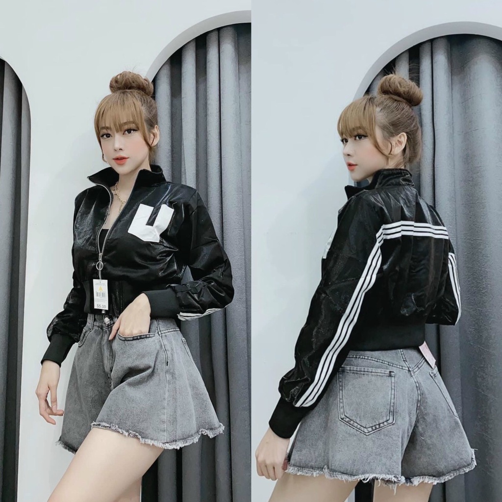 [43-55kg] Áo Khoác Kiểu Nữ Form Ngắn Cá Tính. Áo Khoác BomBer Nữ Ko Nón Vải Đẹp Có 1 Túi Trong [PU]