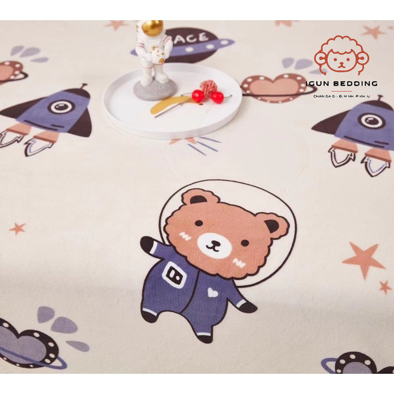 Set ga gối nỉ nhung hoạ tiết hoạt hình đáng yêu