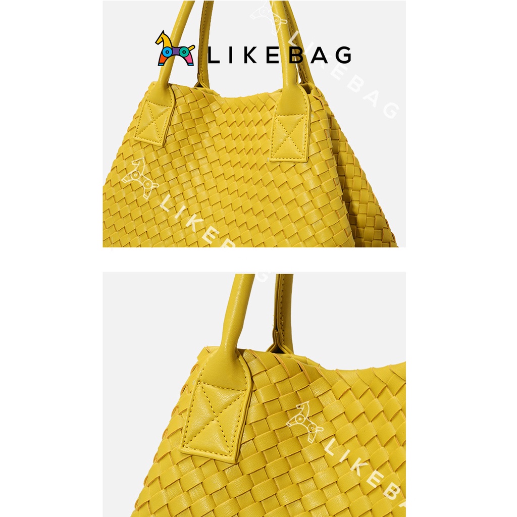 Combo túi xách nữ kèm ví cầm tay mini LIKEBAG da PU đan độc đáo 215ST9787 - LIBAGI