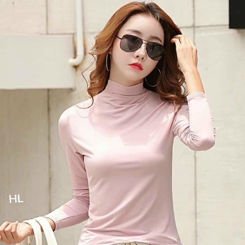 Áo giữ nhiệt nữ cao cổ phong cách Hàn Quốc, Áo thun giữ nhiệt thu đông nữ dài tay Bling Store BL53