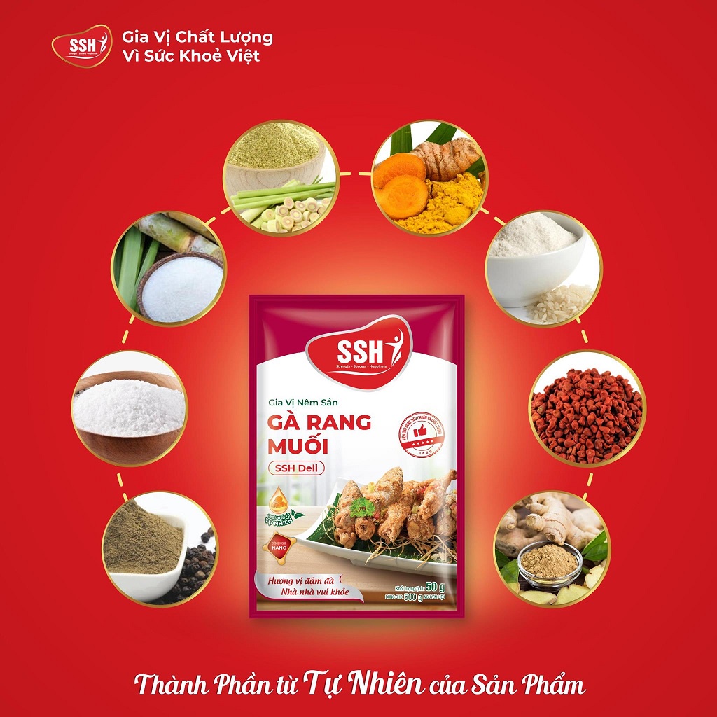 Gia vị nêm sẵn gà rang muối SSH Deli 50g - Hàng chính hãng