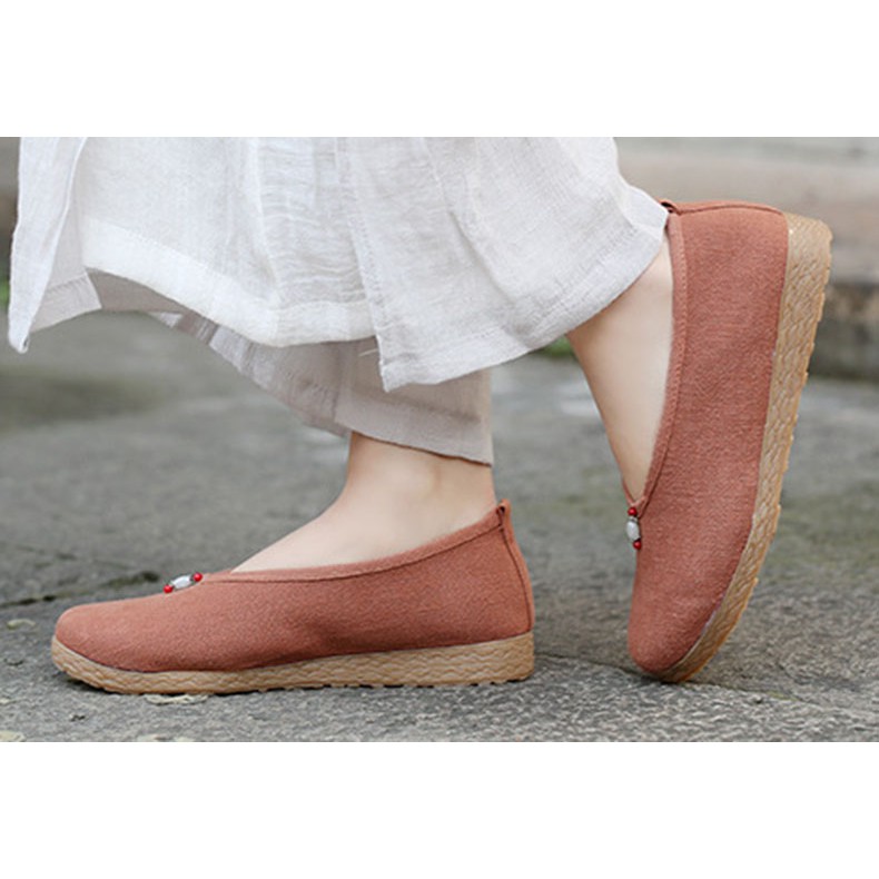 Giày vải nữ nút_cổ trang