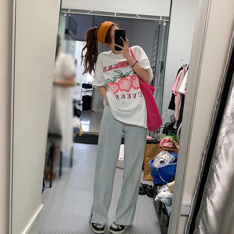 NRVP Áo Thun Mùa Hè Tay Cộc Oversize In Họa Tiết Phong Cách Hàn Quốc Cho Nam / Nữ