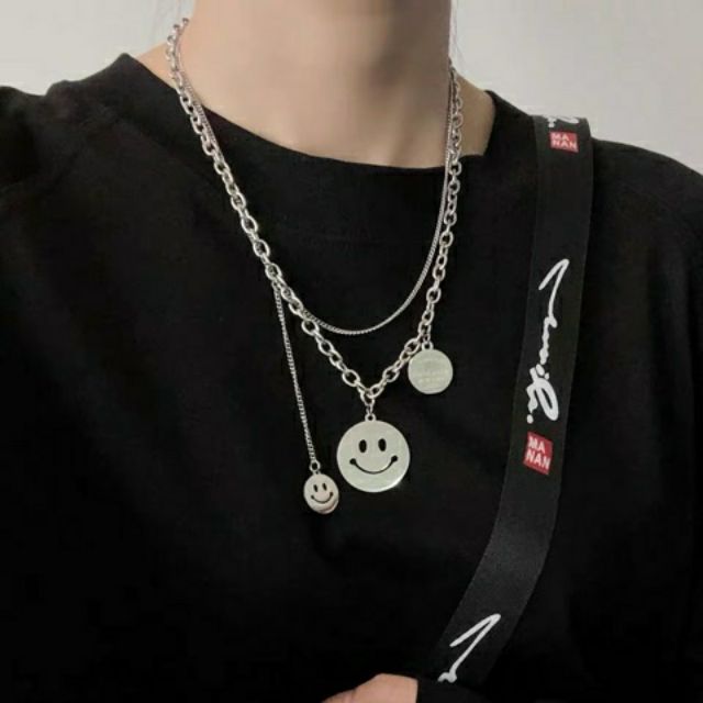 Vòng cổ unisex 2 tầng hình mặt cười