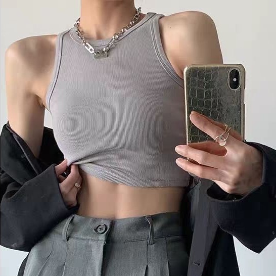 Combo 3 Áo ba lỗ nữ, áo croptop sát nách nữ kiểu ôm body tank top vải cotton co giãn tốt, mặc đi chơi, đi biển Dưới 55kg