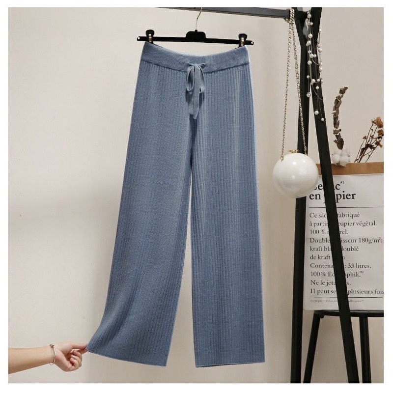 Quần Thun Ống Rộng Dài từ 95-99cm - Quần thun dáng cao chất len tăm tre co dãn mềm mịn
