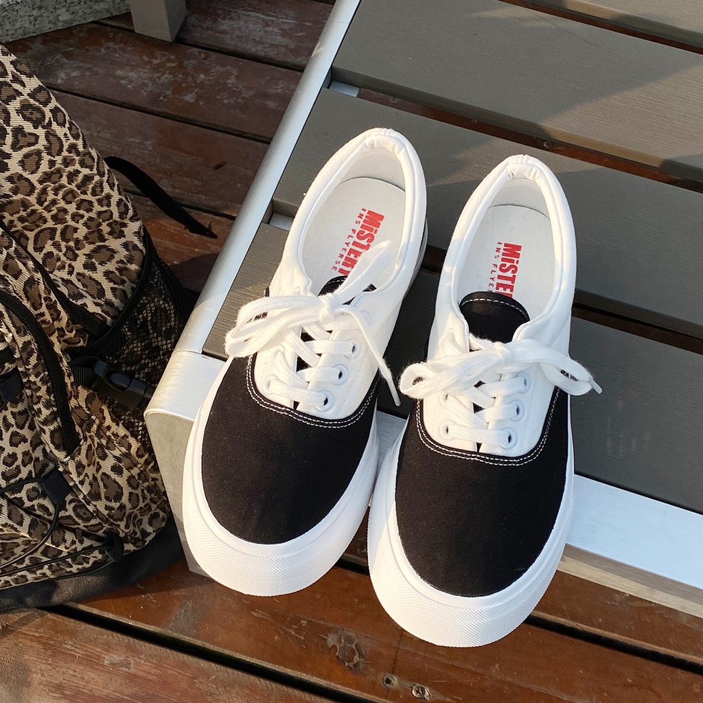 Mistery Giày thể thao trắng vải canvas cao 3cm cho nữ MIS-503