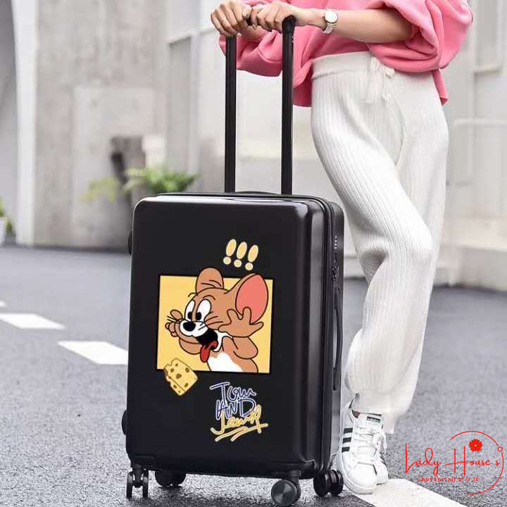 Vali Du Lịch Tay Kéo In Hình Cute Chất Liệu Nhựa Nhám PC+ABS Siêu Bền Hàng Sẵn Kho Đủ Size 20/24/26 inch