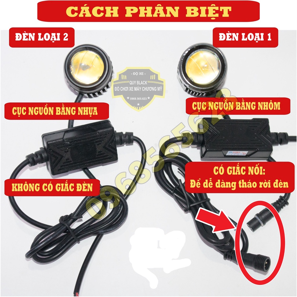 Đèn Trợ Sáng Mini Bi cầu 2 màu M1 Cos vàng - Pha trắng Giá 1 Chiếc