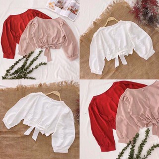 ÁO CROPTOP TAY PHỒNG THẮT NƠ LƯNG:yellow_heart: :rainbow:👍🏻Chất vải đũi lụa mềm mát,sớ vải cực đẹp:cherry_blossom: Về