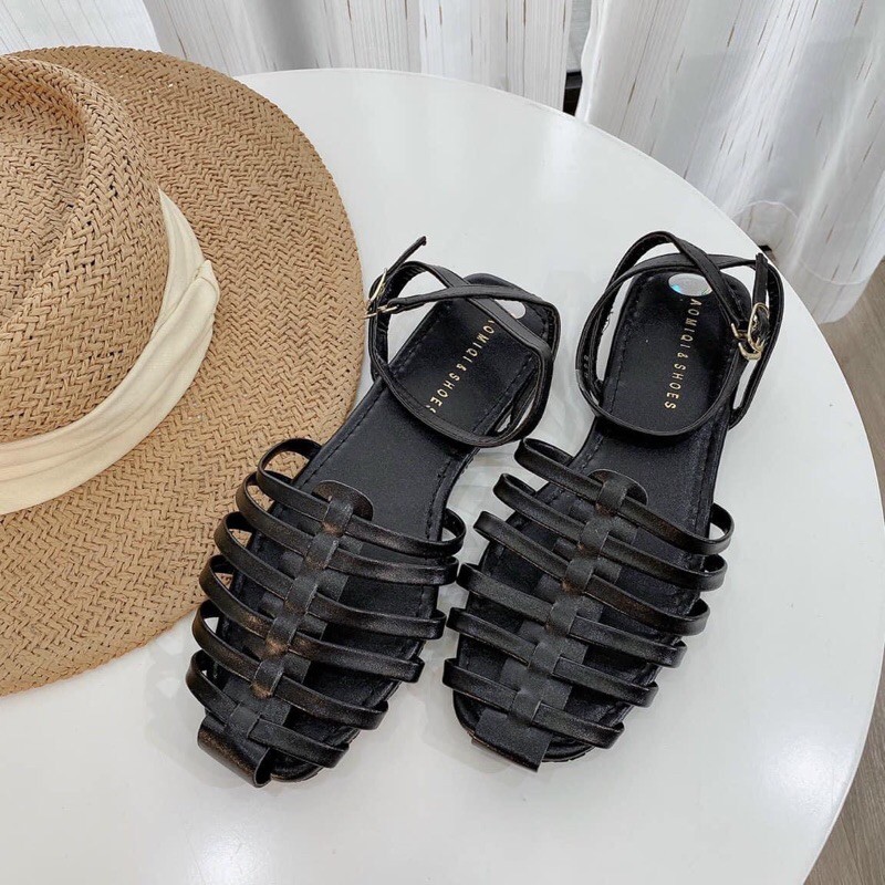 giày sandal đế bằng quai rọ sẵn xinh